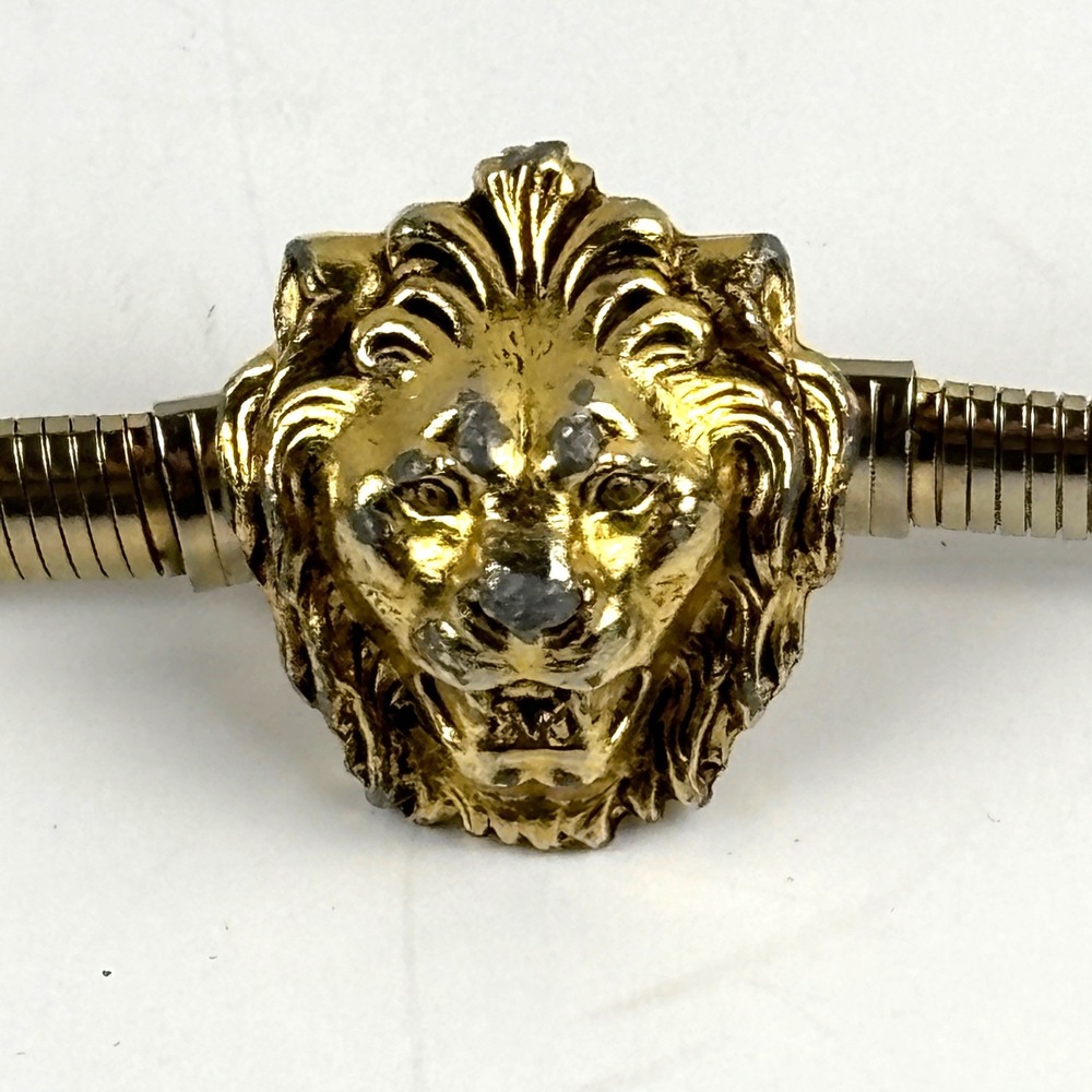 Vintage Lion Head Snake Chain Belt Women 24-31 in Gold Vintage 3D Buckle